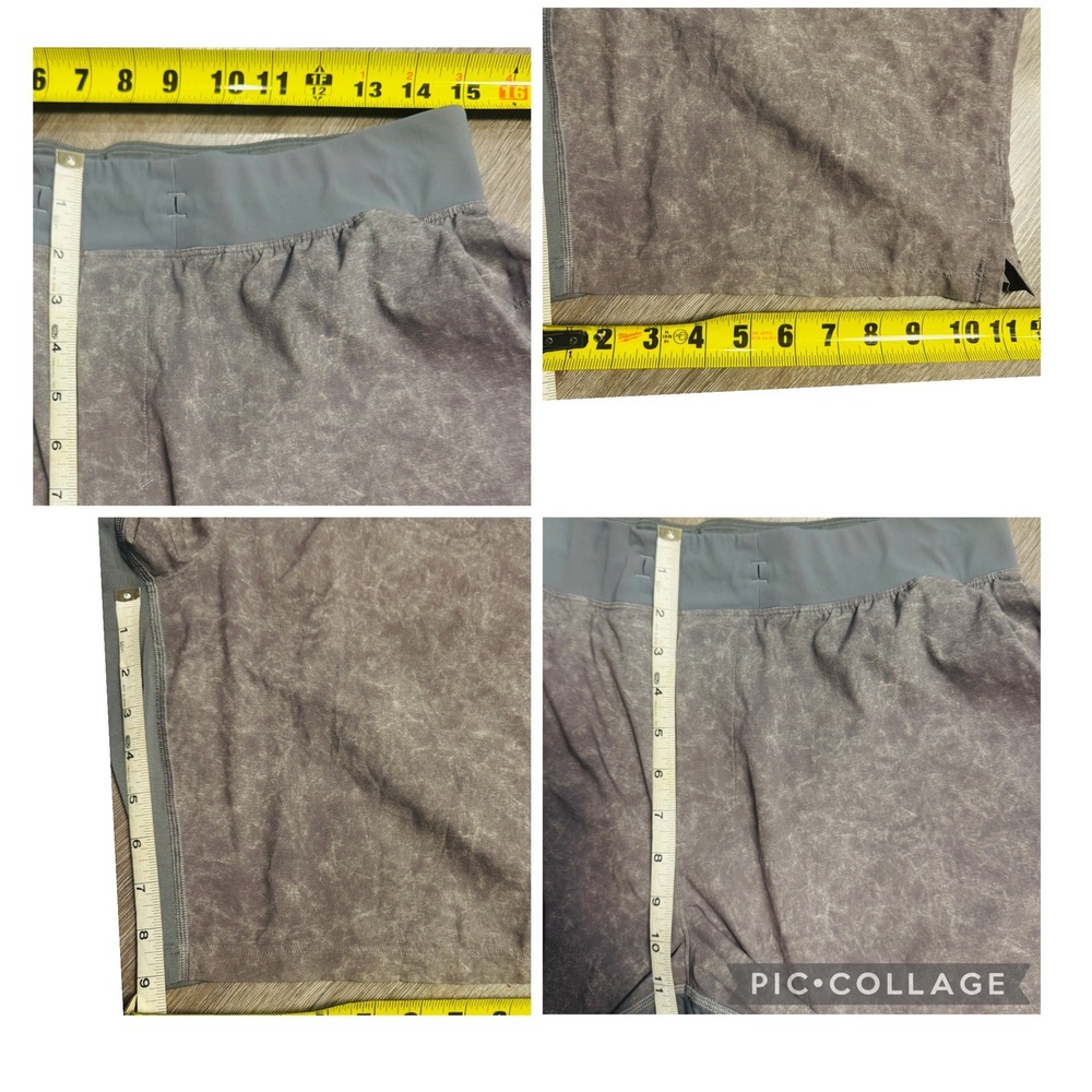 Lululemon Mens Pace Breaker 9 Inch Lined Shorts Grey Acid Wash Size L